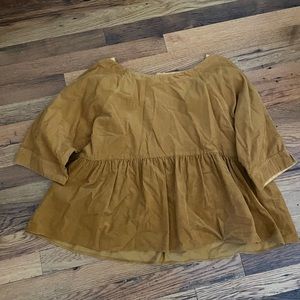 Maeve mustard corduroy 3 quarter sleeve top